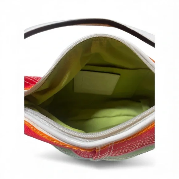 Coach Hampton Y2K Multicolor Striped Mini Bag -with Strawberry Shortcake Charm 🍓 - Picture 8 of 14